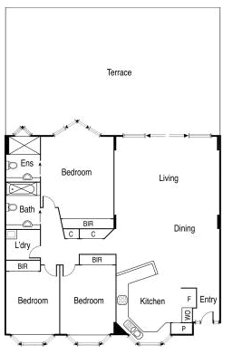 Single level terrace apartment
